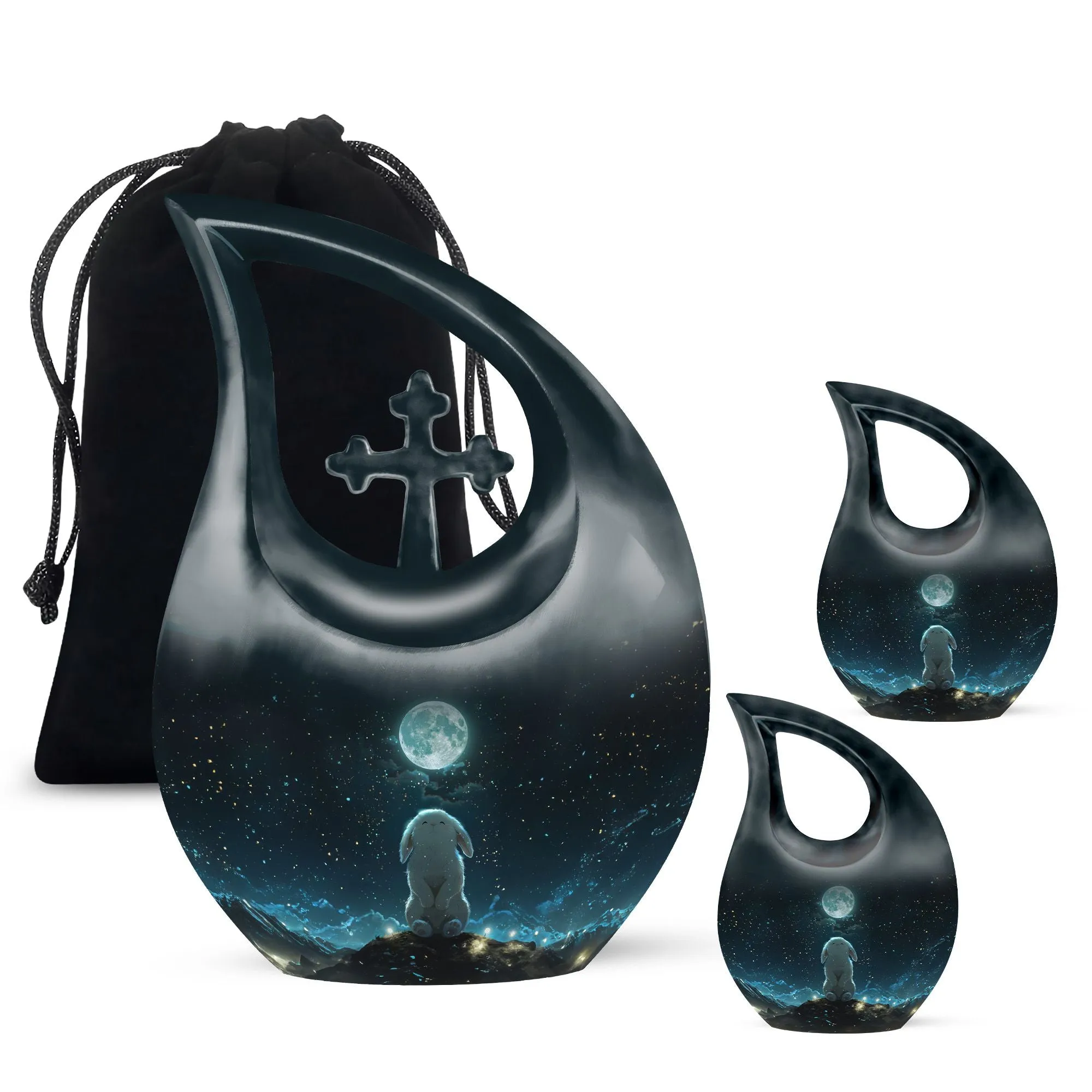 White Bunny Moon Tribute - Majestic Memorial Large Urn
