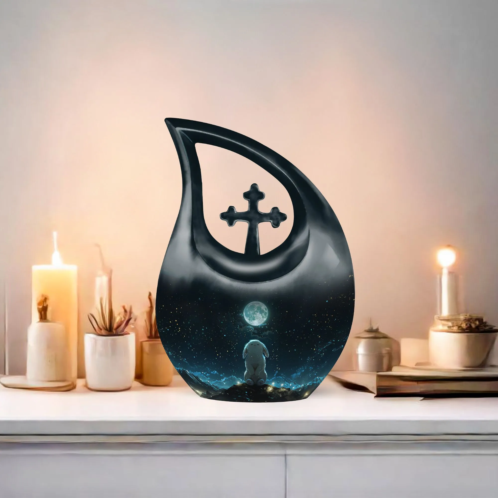 White Bunny Moon Tribute - Majestic Memorial Large Urn