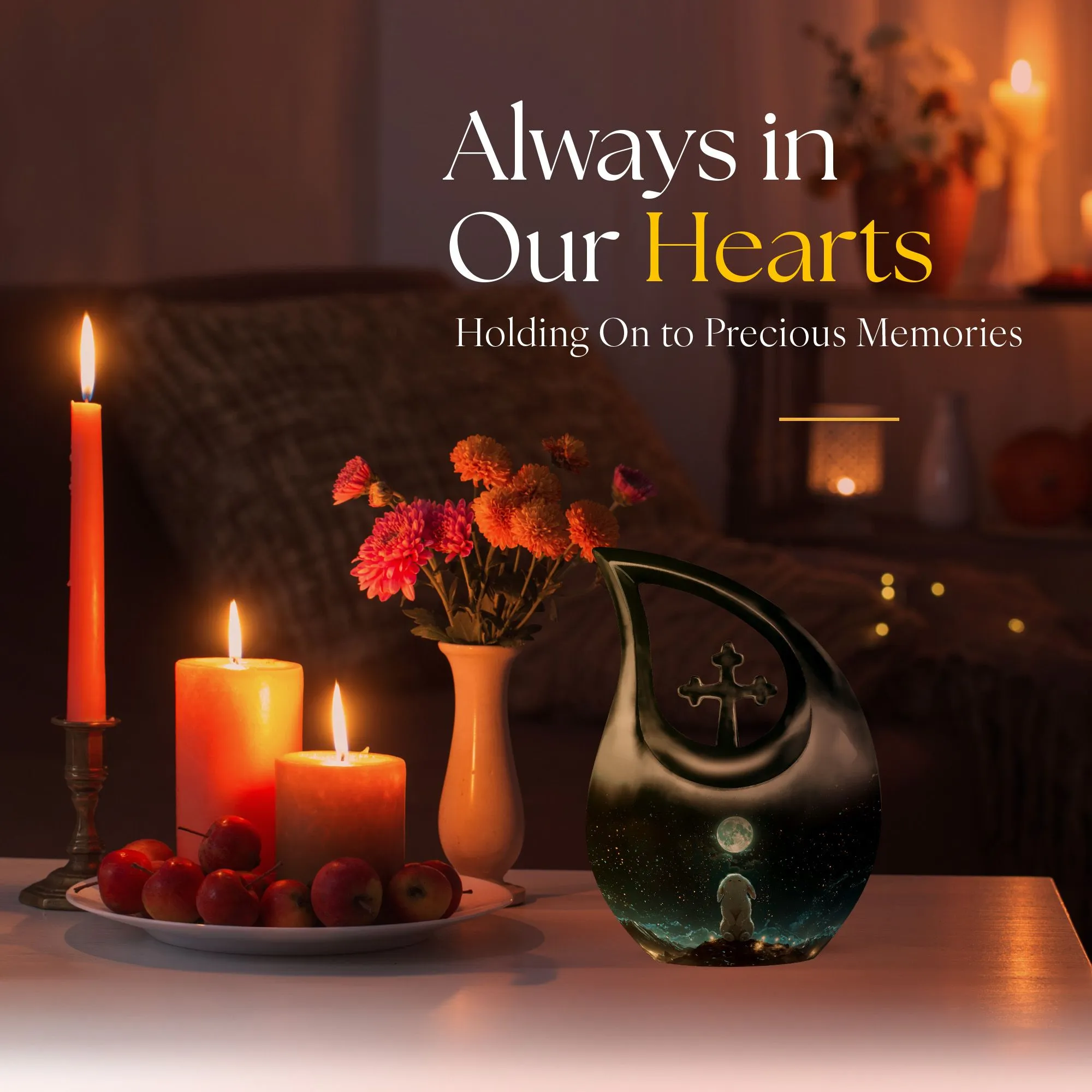 White Bunny Moon Tribute - Majestic Memorial Large Urn