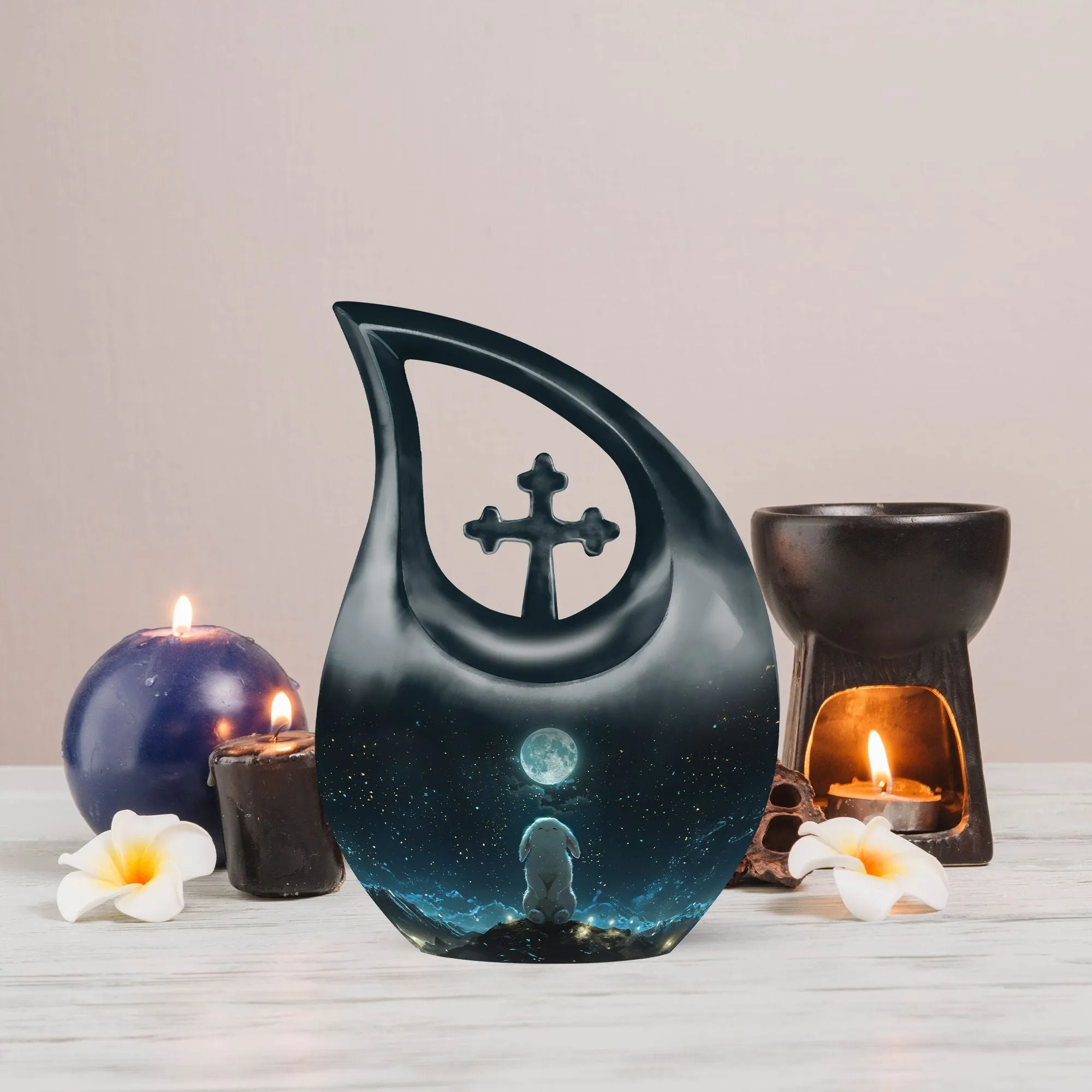 White Bunny Moon Tribute - Majestic Memorial Large Urn