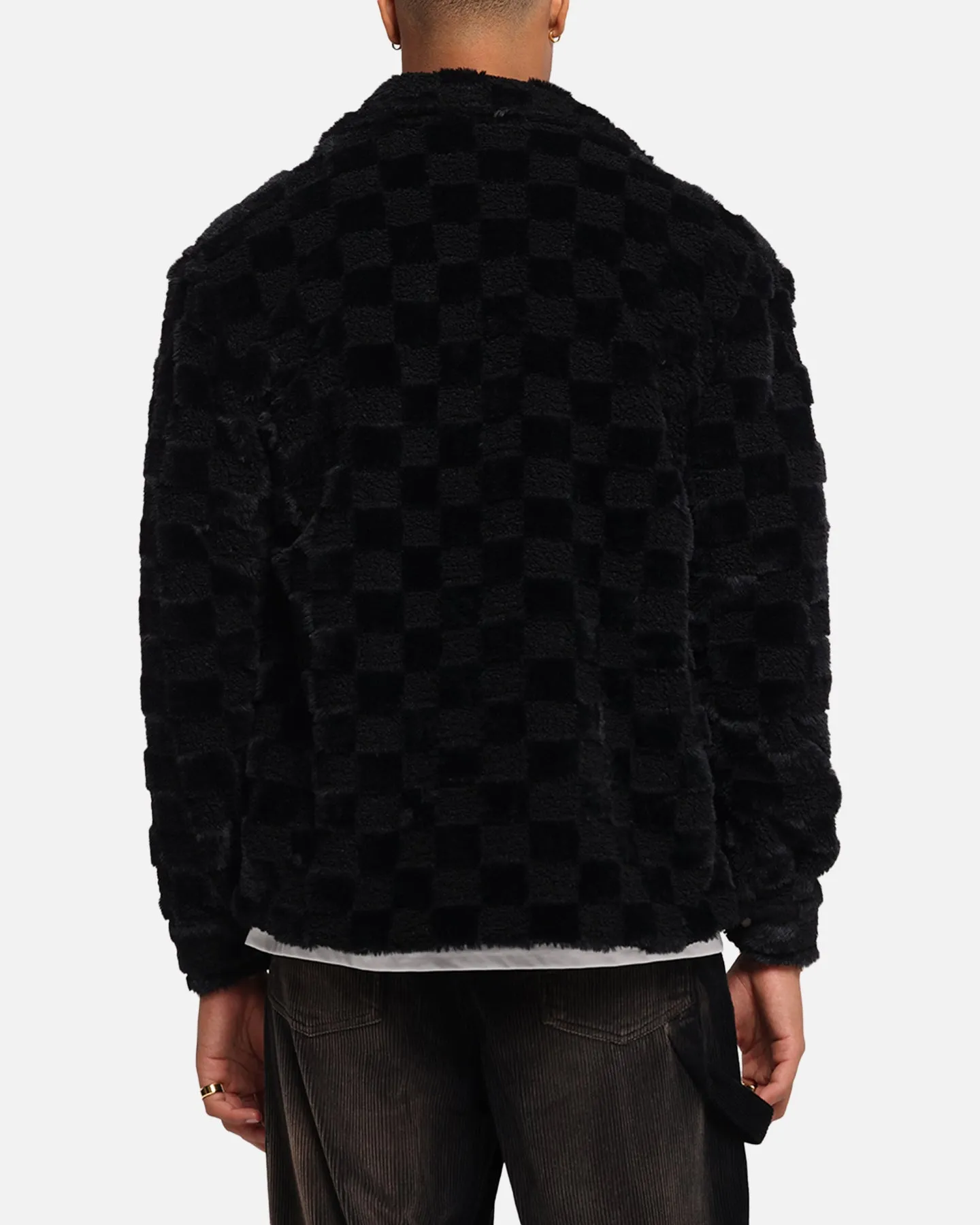 XXIII Checkerboard Fur Jacket Black