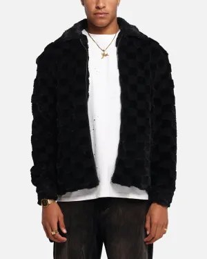 XXIII Checkerboard Fur Jacket Black