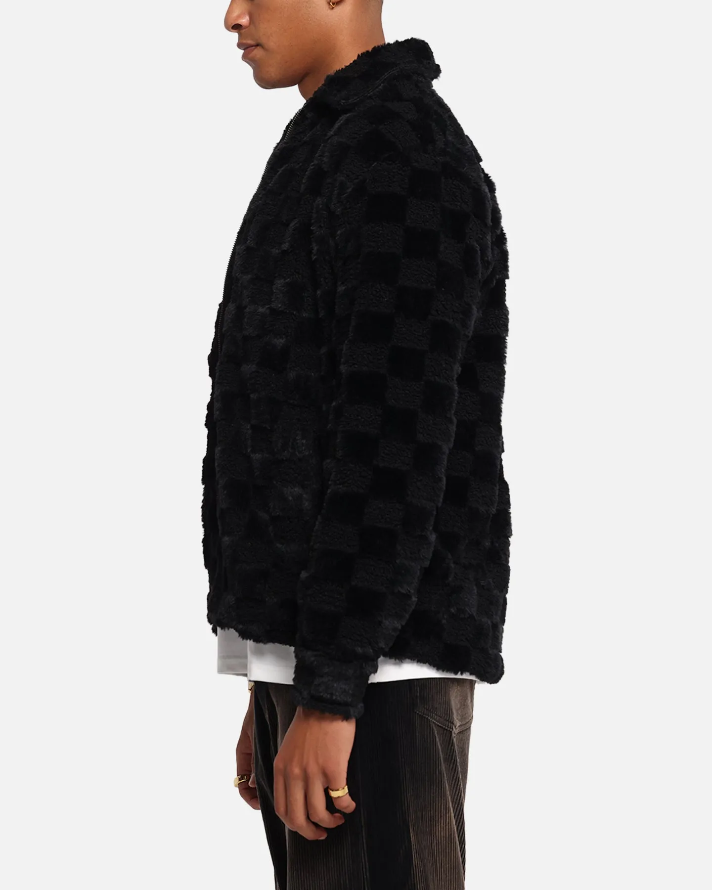 XXIII Checkerboard Fur Jacket Black