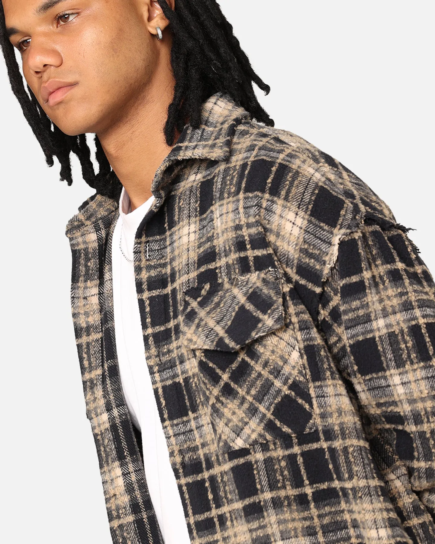 XXIII Distressed Flannel Jacket Navy/Cream