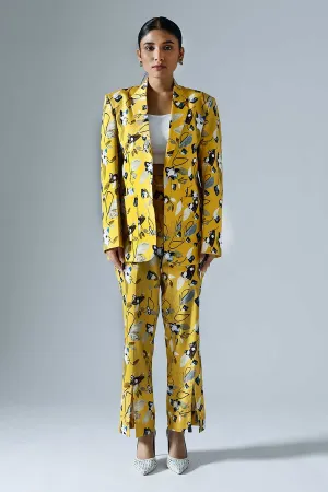 Yellow Printed Vivid Blazer
