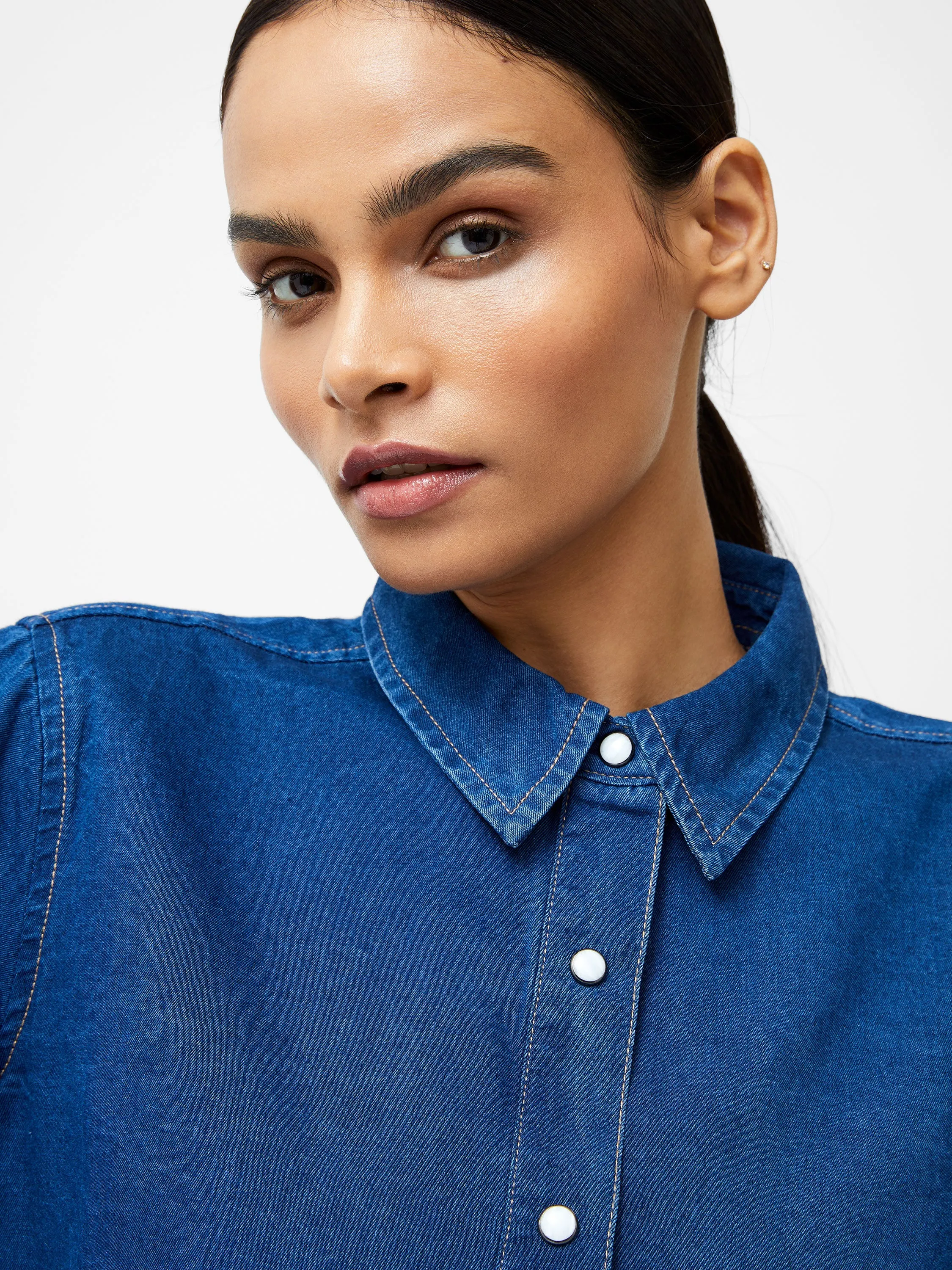 Zaves Chambray Balloon Sleeve Shirt