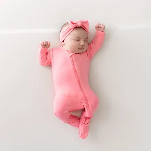 Zippered Footie in Guava